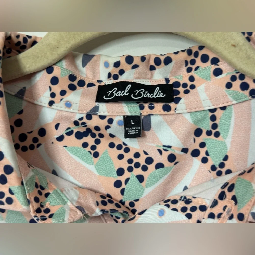 Bad Birdie Ocean 72 Men's Short Sleeve Golf Polo Shirt Fish Pattern Size L - Picture 5 of 9